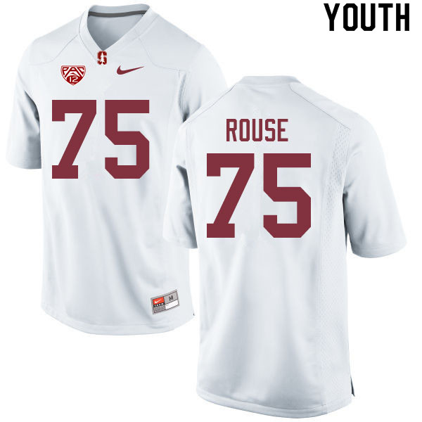 Youth #75 Walter Rouse Stanford Cardinal College Football Jerseys Sale-White - Click Image to Close